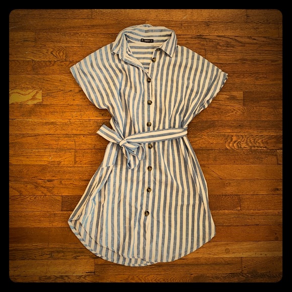 Stripped Summer Button-Down Dress - Picture 1 of 3